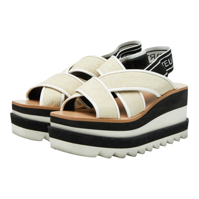 ステラマッカートニー SNEAK ELYSE サンダル プラットフォーム ウェッジソール サイズ：38 ベージュ マルチカラー キャンバス EVA レディース Stella McCartney 【中古】