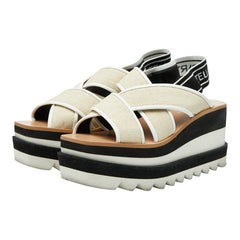 ステラマッカートニー SNEAK ELYSE サンダル プラットフォーム ウェッジソール サイズ：38 ベージュ マルチカラー キャンバス EVA レディース Stella McCartney 【中古】