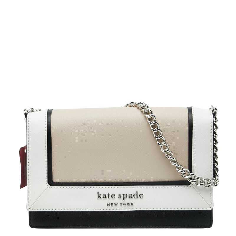 ケイトスペード チェーン ハンドバッグ ショルダーバッグ 2WAY ベージュ マルチカラー レザー レディース Kate Spade 【中古】