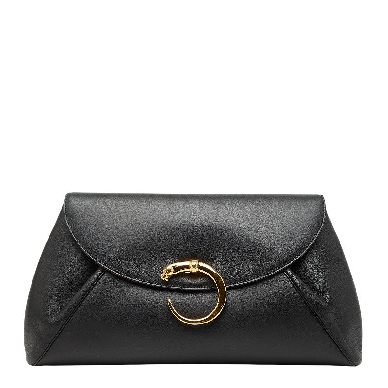 カルティエ パンテール クラッチバッグ ブラック レザー レディース CARTIER 【中古】