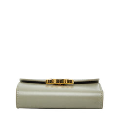 セリーヌ トリオンフ コンパクトウォレット 三つ折り財布 ゴールデンカーキ グリーン レザー レディース CELINE 中古