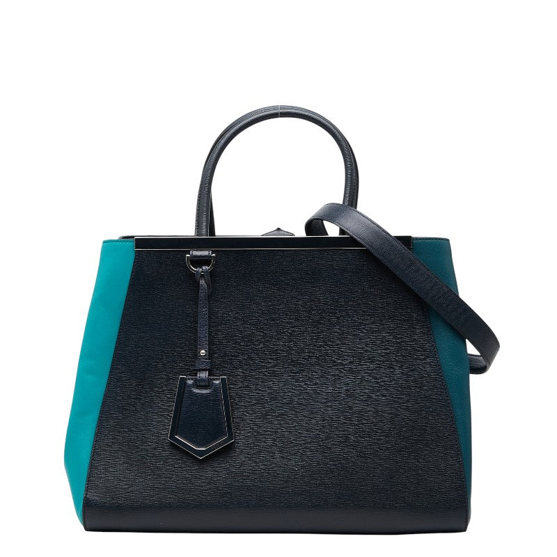 フェンディ トゥージュール ハンドバッグ ショルダーバッグ 2WAY 8BH250 ネイビー グリーン レザー レディース FENDI 【中古】