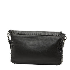 ヴァレンティノ ロックスタッズ 斜め掛け ショルダーバッグ ブラック パープル レザー メンズ VALENTINO 【中古】