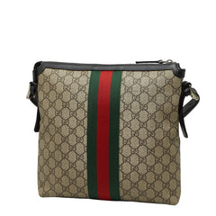 グッチ GGスプリーム シェリーライン 斜め掛け ショルダーバッグ 387111 ベージュ グリーン レッド PVC レザー レディース GUCCI 【中古】