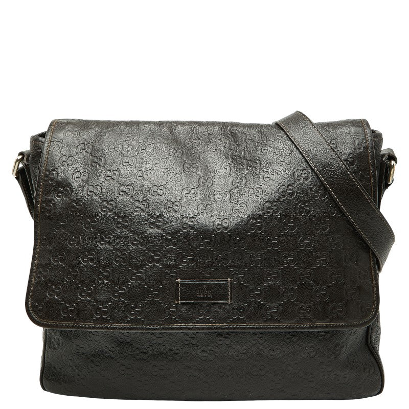 グッチ グッチシマ メッセンジャーバッグ ショルダーバッグ 223665 ブラウン レザー レディース GUCCI 【中古】