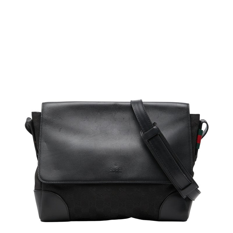 グッチ GGキャンバス ショルダーバッグ 353401 ブラック キャンバス レザー レディース GUCCI 【中古】