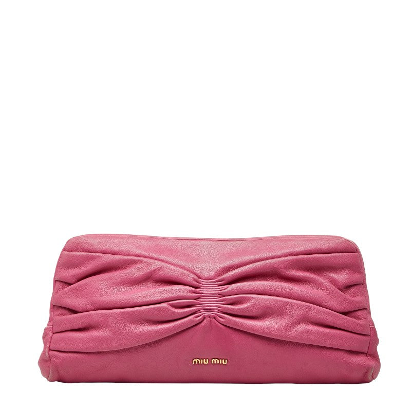 ミュウミュウ クラッチバッグ ピンク レザー レディース MIUMIU 【中古】