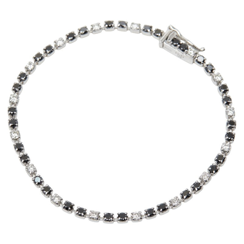 Pt900 プラチナ ブラックダイヤ1.50ct ダイヤ0.50ct テニスブレスレット ブレスレット レディース 【中古】