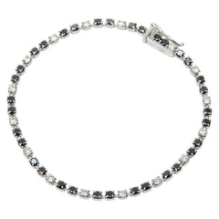 Pt900 プラチナ ブラックダイヤ1.50ct ダイヤ0.50ct テニスブレスレット ブレスレット レディース 【中古】