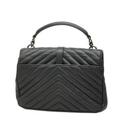サンローラン YSLロゴ カレッジ ハンドバッグ チェーン ショルダーバッグ 2WAY 428056 グレー レザー レディース SAINT LAURENT 【中古】