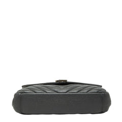 サンローラン YSLロゴ カレッジ ハンドバッグ チェーン ショルダーバッグ 2WAY 428056 グレー レザー レディース SAINT LAURENT 【中古】