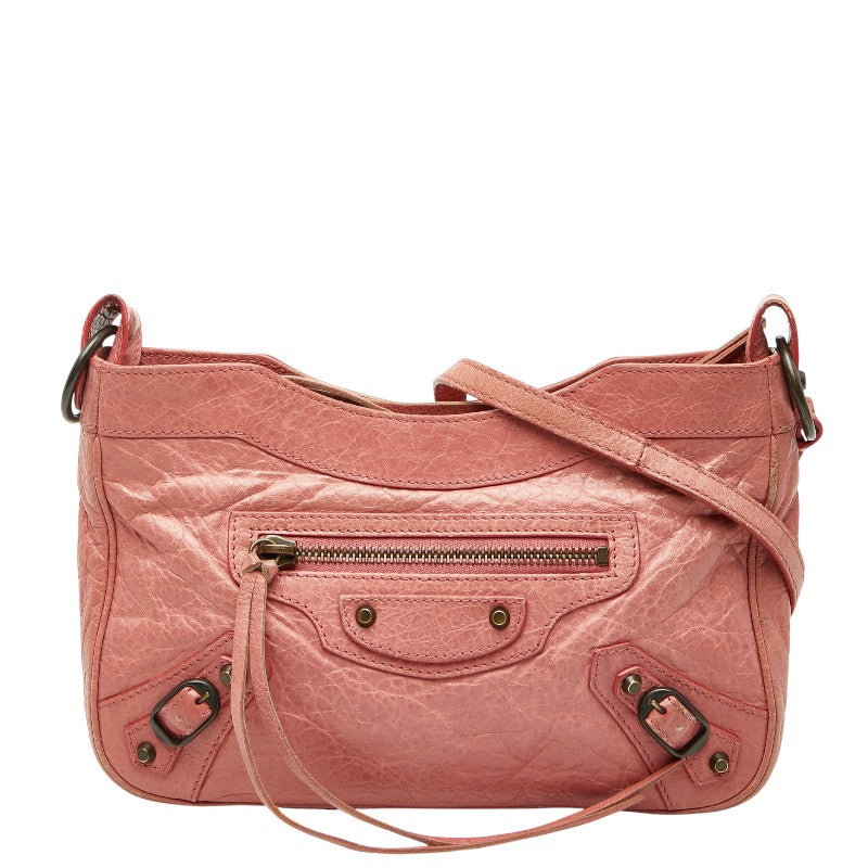 バレンシアガ ジャイアントヒップ 斜め掛け ショルダーバッグ ピンク レザー レディース BALENCIAGA 【中古】