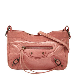 バレンシアガ ジャイアントヒップ 斜め掛け ショルダーバッグ ピンク レザー レディース BALENCIAGA 【中古】