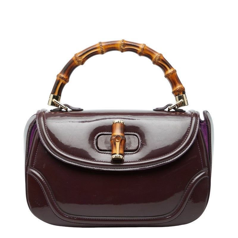 グッチ バンブー ハンドバッグ 254884 パープル パテントレザー レディース GUCCI 【中古】