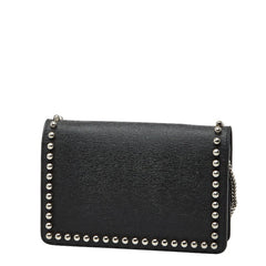 フェンディ カーリト スタッズ チェーン ショルダーバッグ ウォレットバッグ 8M0346 ブラック レザー レディース FENDI 【中古】