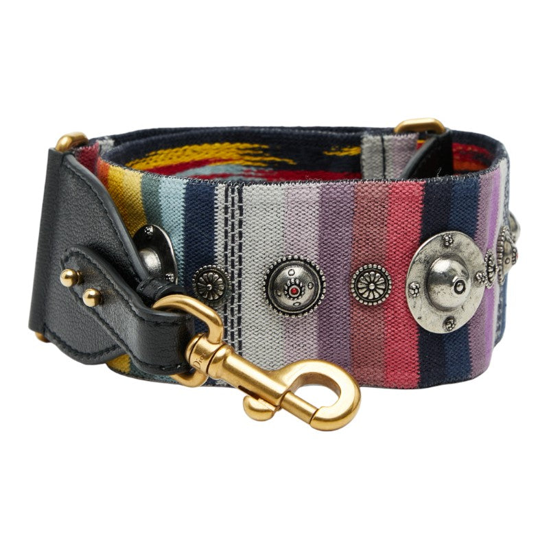 ディオール エンブロイダリー メダリオン ストラップ マルチカラー キャンバス レザー レディース Dior 【中古】