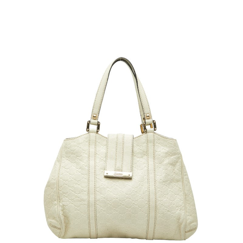 グッチ グッチシマ トートバッグ ハンドバッグ 233609 ホワイト アイボリー レザー レディース GUCCI 【中古】