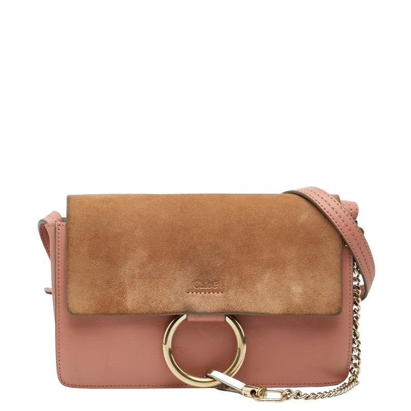 クロエ フェイ ショルダーバッグ ピンク ブラウン スウェード レザー レディース Chloe 【中古】