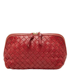 ボッテガヴェネタ イントレチャート ポーチ レッド レザー レディース BOTTEGAVENETA 【中古】