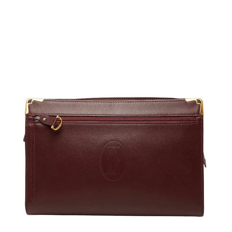 カルティエ マストライン ハンドバッグ ワインレッド ボルドー レザー レディース CARTIER 【中古】