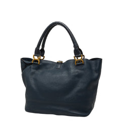 クロエ マーシー トートバッグ ハンドバッグ ネイビー レザー レディース Chloe 【中古】
