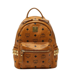 エム シー エム ヴィセトス モノグラム スタッズ リュック バックパック ブラウン レザー レディース MCM 【中古】