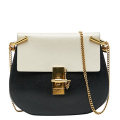 クロエ ドリュー チェーンショルダーバッグ ブラック ホワイト レザー レディース Chloe 【中古】