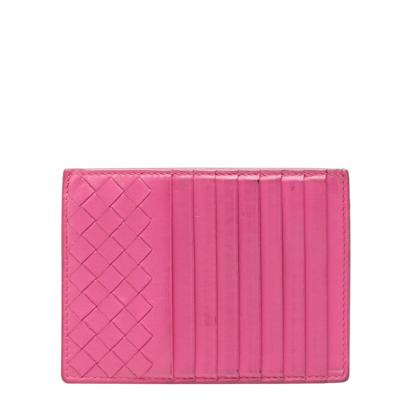 ボッテガヴェネタ イントレチャート カードケース コインケース ピンク レザー レディース BOTTEGAVENETA 【中古】