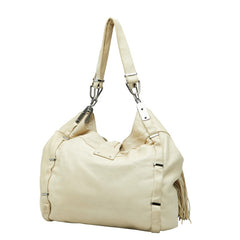 セリーヌ フリンジ ハンドバッグ ホワイト レザー レディース CELINE 【中古】
