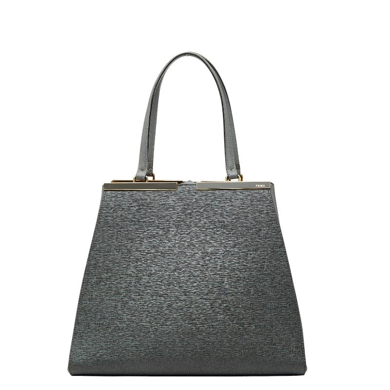 フェンディ トロワジュール ショルダーバッグ トートバッグ 8BH272 グレー レザー レディース FENDI 【中古】