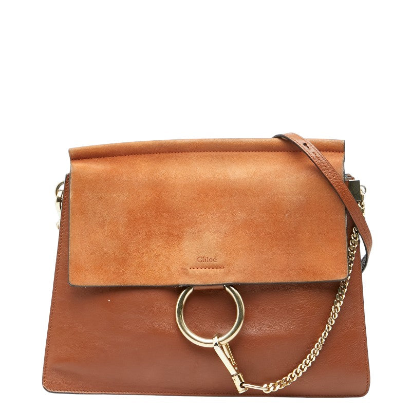 クロエ フェイ ミディアム 斜め掛け ショルダーバッグ ブラウン レザー スウェード レディース Chloe 【中古】