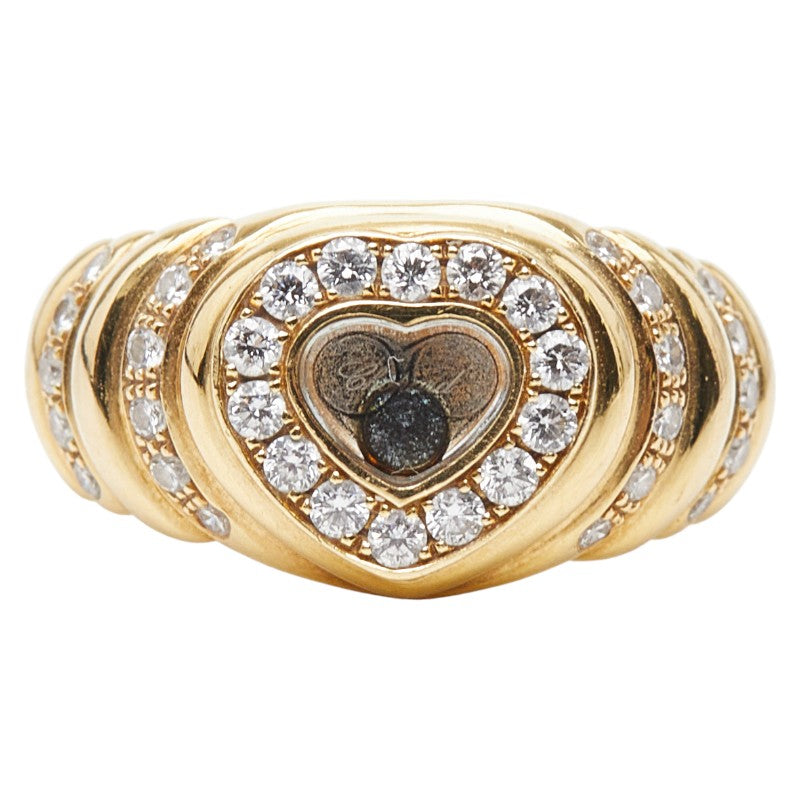 ショパール ハッピーダイヤ ハート モチーフ リング 指輪 K18YG イエローゴールド レディース Chopard 【中古】