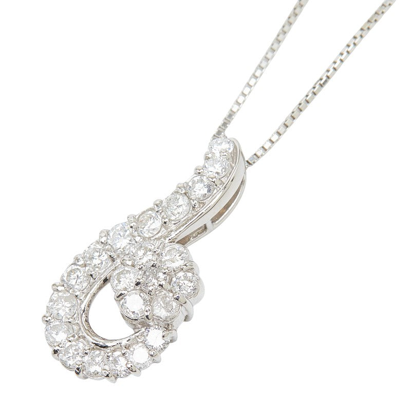 Pt900 プラチナ Pt850 プラチナ ダイヤ1.00ct フラワーモチーフ ペンダント ネックレス レディース 【中古】