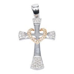 K18WG ホワイトゴールド K18YG イエローゴールド ダイヤ0.65ct クロスモチーフ ペンダントトップ ネックレス レディース 【中古】