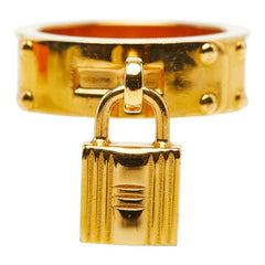 エルメス ケリー カデナ モチーフ スカーフリング ゴールド レッド メッキ レザー レディース HERMES 【中古】