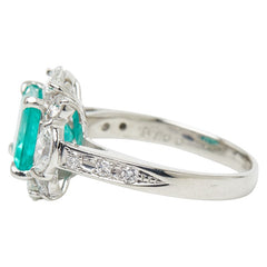 Pt900 プラチナ エメラルド2.18ct ダイヤ1.00ct リング 指輪 レディース 12号 【中古】