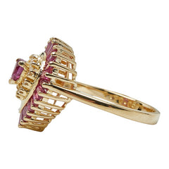 K18YG イエローゴールド ルビー1.20ct ダイヤ0.05ct ペアーシェイプカット リング 指輪 レディース 9.5号 【中古】