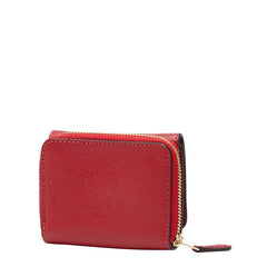 コーチ ロゴ 三つ折り財布 コンパクトウォレット F37968 レッド レザー レディース COACH 【中古】