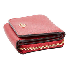 コーチ ロゴ 三つ折り財布 コンパクトウォレット F37968 レッド レザー レディース COACH 【中古】