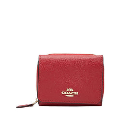 コーチ ロゴ 三つ折り財布 コンパクトウォレット F37968 レッド レザー レディース COACH 【中古】