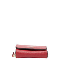 コーチ ロゴ 三つ折り財布 コンパクトウォレット F37968 レッド レザー レディース COACH 【中古】