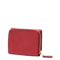 コーチ ロゴ 三つ折り財布 コンパクトウォレット F37968 レッド レザー レディース COACH 【中古】