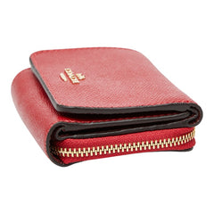 コーチ ロゴ 三つ折り財布 コンパクトウォレット F37968 レッド レザー レディース COACH 【中古】
