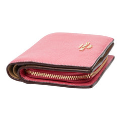 コーチ ロゴ 二つ折り財布 C2862 ピンク ベージュ レザー レディース COACH 【中古】