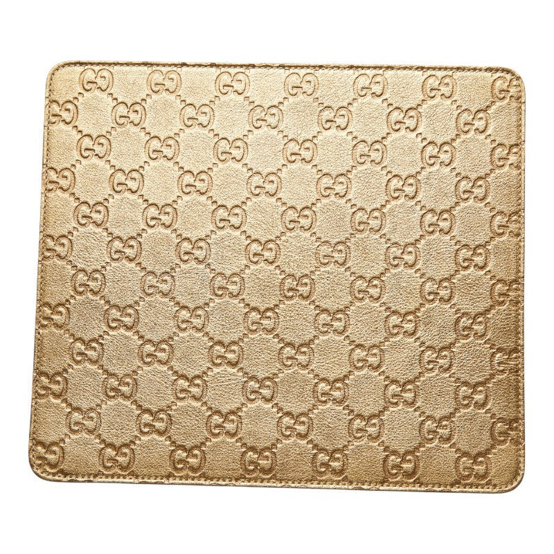 グッチ グッチシマ GG ロゴ マウスパッド パソコン PC小物 インテリア 雑貨 ゴールド レザー レディース GUCCI 【中古】