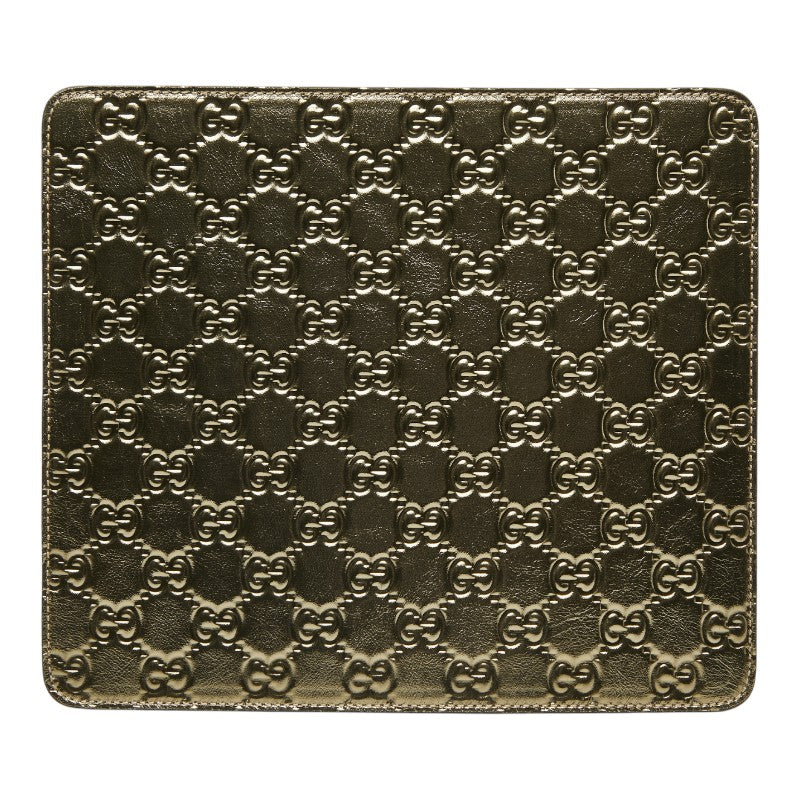 グッチ グッチシマ GG ロゴ マウスパッド パソコン PC小物 インテリア 雑貨 グリーン レザー レディース GUCCI 【中古】