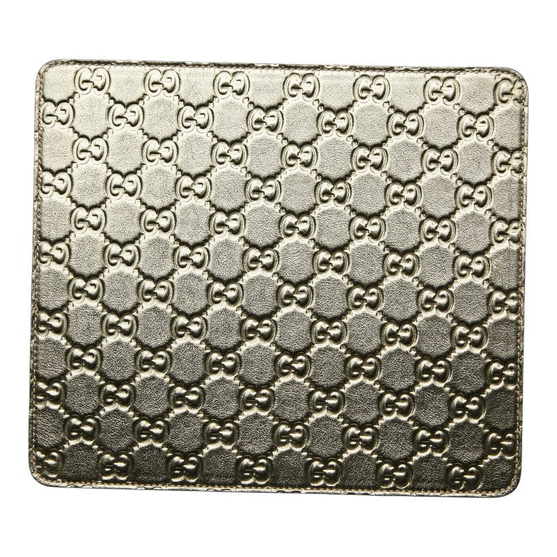 グッチ グッチシマ GG ロゴ マウスパッド パソコン PC小物 インテリア 雑貨 グリーン レザー レディース GUCCI 【中古】