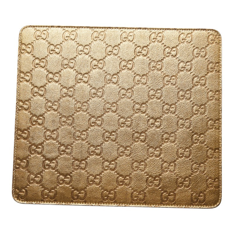 グッチ グッチシマ GG ロゴ マウスパッド パソコン PC小物 インテリア 雑貨 ゴールド レザー レディース GUCCI 【中古】