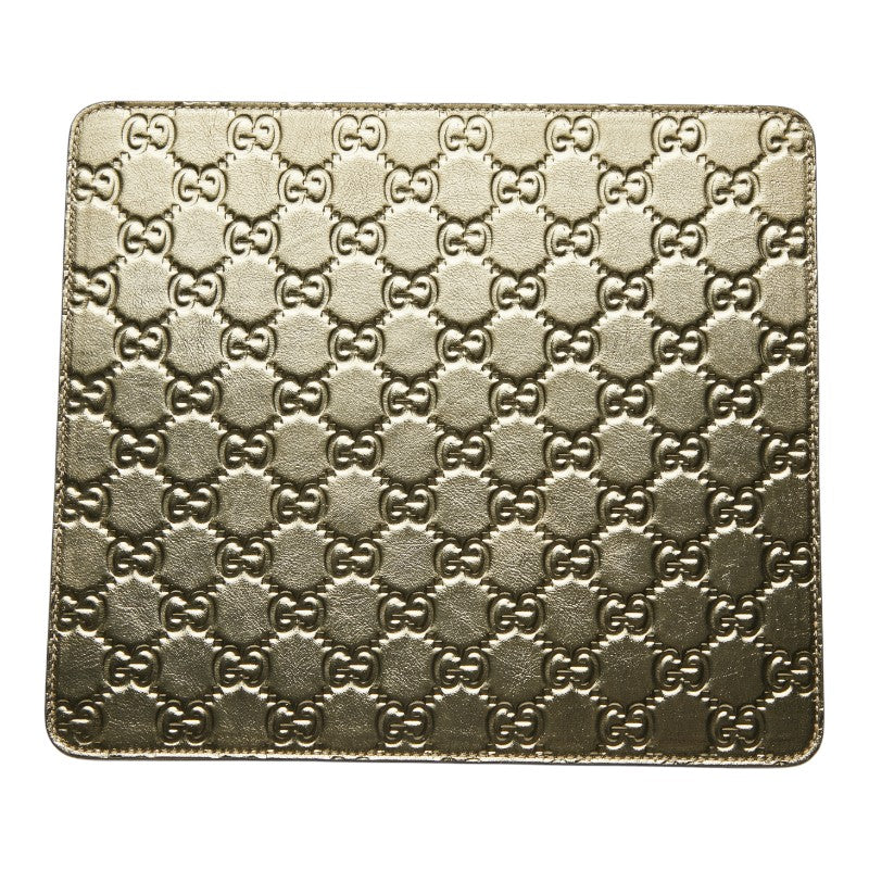 グッチ グッチシマ GG ロゴ マウスパッド パソコン PC小物 インテリア 雑貨 グリーン レザー レディース GUCCI 【中古】