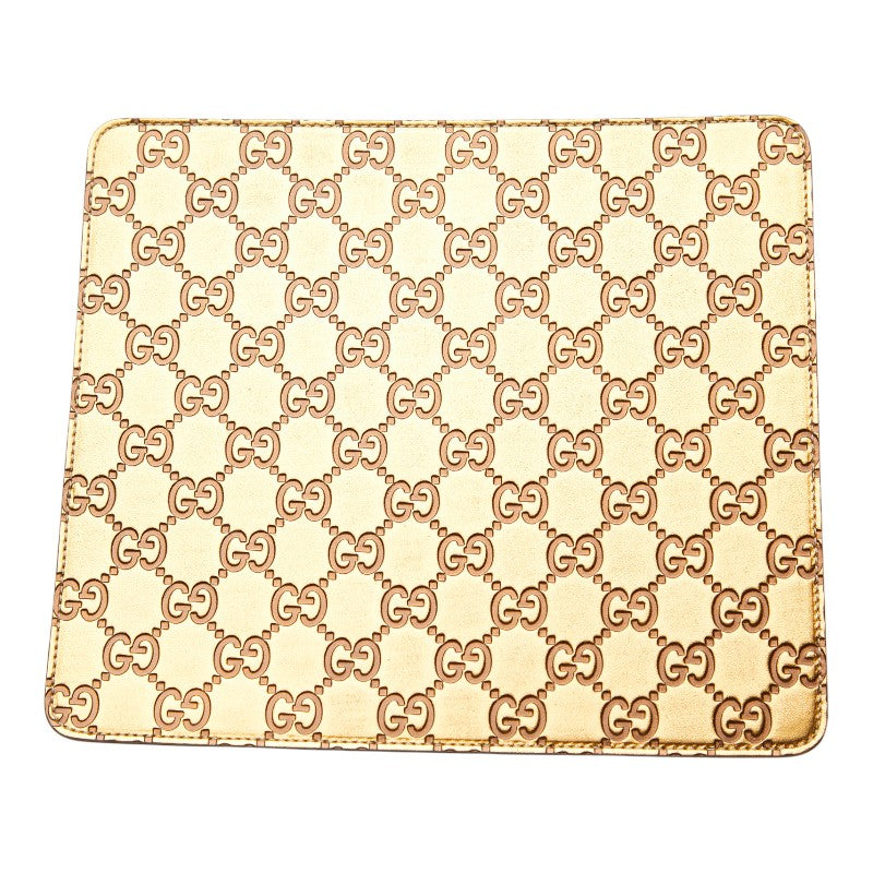 グッチ グッチシマ GG ロゴ マウスパッド パソコン PC小物 インテリア 雑貨 ゴールド レザー レディース GUCCI 【中古】